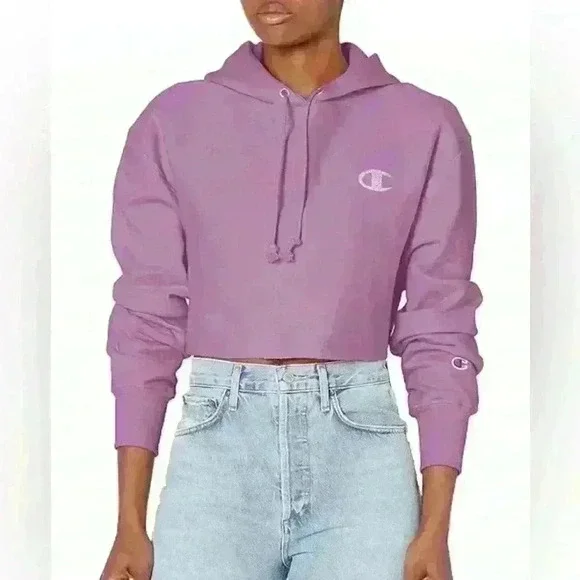Champion Women’s Size XS Reverse Weave Cinch Bottom Hoodie in Tinted Lavender - Picture 1 of 10